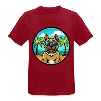Perro De Presa Canario Hunderasse Cartoon Strand - Männer T-Shirt atmungsaktiv - Dunkelrot - Vorne - AI Model Male 178 light (178cm)