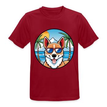 Norwegische Lundehund Hunderasse Cartoon Sonnenbrille - Männer T-Shirt atmungsaktiv - Dunkelrot - Vorne - AI Model Male 178 light (178cm)