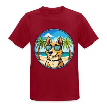Norwegischer Windhund Rasse Cartoon Sonnenbrille Strand - Männer T-Shirt atmungsaktiv - Dunkelrot - Vorne - AI Model Male 178 light (178cm)