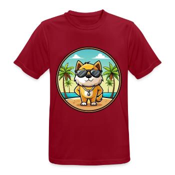 Milieu Asiatique Ovtcharka Chien Race Dessin Animé Plage - T-shirt respirant Homme - rouge foncé - Devant - AI Model Male 178 light (178cm)