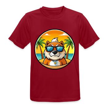 Moskau Watchdog Rasse Cartoon Sonnenbrille Strand - Männer T-Shirt atmungsaktiv - Dunkelrot - Vorne - AI Model Male 178 light (178cm)
