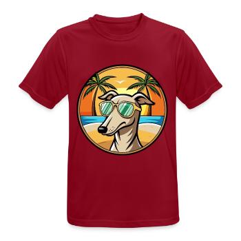 Windhund Hund Rasse Cartoon Sonnenbrille Strand - Männer T-Shirt atmungsaktiv - Dunkelrot - Vorne - AI Model Male 178 light (178cm)