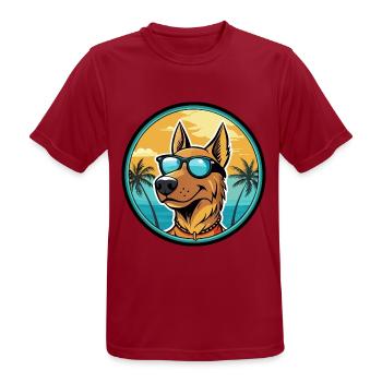 Deutscher Windhund Rasse Cartoon Sonnenbrille Strand - Männer T-Shirt atmungsaktiv - Dunkelrot - Vorne - AI Model Male 178 light (178cm)
