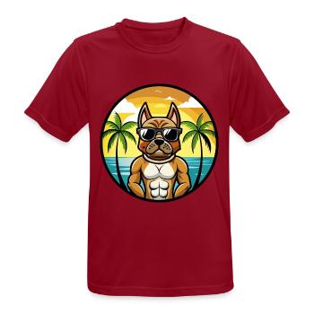 Deutscher Boxer Hund Rasse Cartoon Sonnenbrille Strand - Männer T-Shirt atmungsaktiv - Dunkelrot - Vorne - AI Model Male 178 light (178cm)
