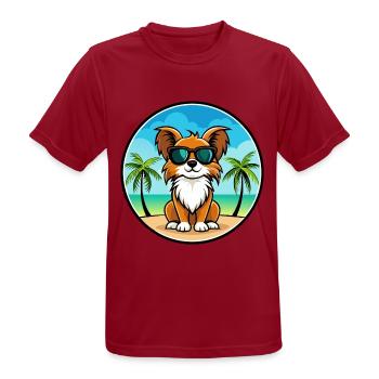 Englische Spielzeug Spaniel Hund Rasse Cartoon Sonnenbrille - Männer T-Shirt atmungsaktiv - Dunkelrot - Vorne - AI Model Male 178 light (178cm)