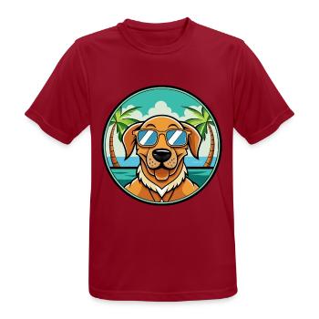 Dänische Broholmer Hunderasse Cartoon Sonnenbrille Strand - Männer T-Shirt atmungsaktiv - Dunkelrot - Vorne - AI Model Male 178 light (178cm)