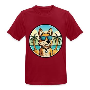Cesky Fousek Hunderasse Cartoon Sonnenbrille Strand - Männer T-Shirt atmungsaktiv - Dunkelrot - Vorne - AI Model Male 178 light (178cm)