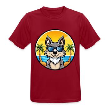 Tschechoslowakischer Wolfshund Rasse Cartoon Sonnenbrille Strand - Männer T-Shirt atmungsaktiv - Dunkelrot - Vorne - AI Model Male 178 light (178cm)