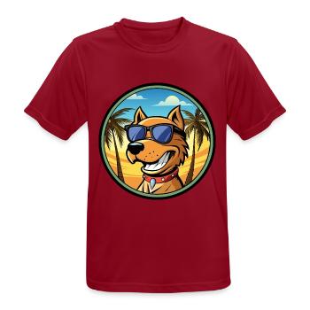 Kanarische Warren Hound Hunderasse Cartoon Sonnenbrille - Männer T-Shirt atmungsaktiv - Dunkelrot - Vorne - AI Model Male 178 light (178cm)