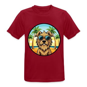 Briard Dog Breed Cartoon Sunglasses Beach - Men's Breathable T-Shirt - dark red - Front - AI Model Male 178 light (178cm)