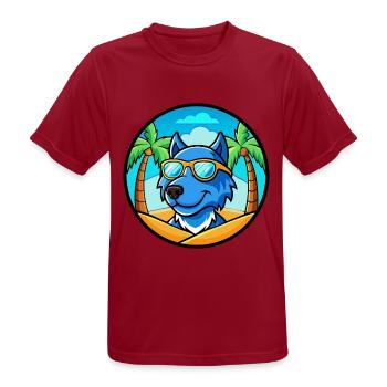 Blaue Spitzenhunderasse Cartoon Sonnenbrille Strand - Männer T-Shirt atmungsaktiv - Dunkelrot - Vorne - AI Model Male 178 light (178cm)