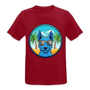 Blue Thai Ridgeback Dog Breed Cartoon Sunglasses - Men's Breathable T-Shirt - dark red - Front - AI Model Male 178 light (178cm)