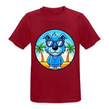 Blauer Paul Terrier Hund Rasse Cartoon Sonnenbrille Strand - Männer T-Shirt atmungsaktiv - Dunkelrot - Vorne - AI Model Male 178 light (178cm)
