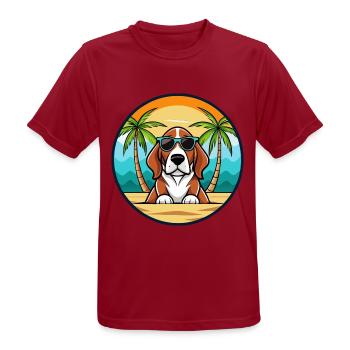 Basset Artesien Normand Hunderasse Cartoon Beach - Männer T-Shirt atmungsaktiv - Dunkelrot - Vorne - AI Model Male 178 light (178cm)