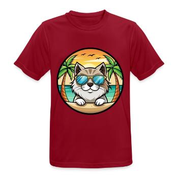 Himalaya-Katzenrasse Cartoon-Sonnenbrille Strand - Männer T-Shirt atmungsaktiv - Dunkelrot - Vorne - AI Model Male 178 light (178cm)