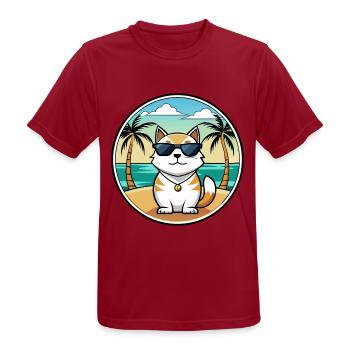 Japanische Bobtail Katzenrasse Cartoon Sonnenbrille Strand - Männer T-Shirt atmungsaktiv - Dunkelrot - Vorne - AI Model Male 178 light (178cm)