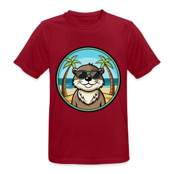 Otter Lustige Cartoon Sommer Strand Sonnenbrille Cool - Männer T-Shirt atmungsaktiv - Dunkelrot - Vorne - AI Model Male 178 light (178cm)