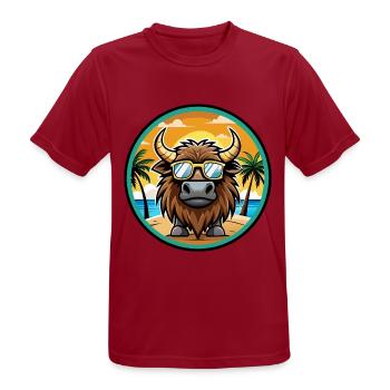 Bison Lustige Cartoon Sommer Strand Sonnenbrille Cool - Männer T-Shirt atmungsaktiv - Dunkelrot - Vorne - AI Model Male 178 light (178cm)