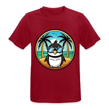 Pinguin Lustige Cartoon Sommer Strand Sonnenbrille Cool - Männer T-Shirt atmungsaktiv - Dunkelrot - Vorne - AI Model Male 178 light (178cm)