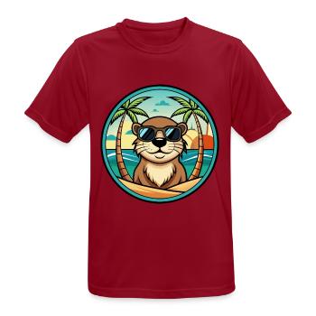 Otter Lustige Cartoon Sommer Strand Sonnenbrille Cool - Männer T-Shirt atmungsaktiv - Dunkelrot - Vorne - AI Model Male 178 light (178cm)