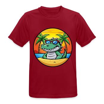 Krokodil Lustige Cartoon Sommer Strand Sonnenbrille - Männer T-Shirt atmungsaktiv - Dunkelrot - Vorne - AI Model Male 178 light (178cm)