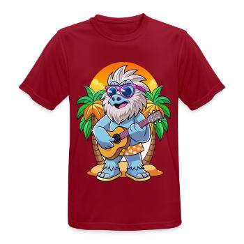 Drôle Yeti Dessin Animé Plage D’été Lunettes De Soleil Guitare - T-shirt respirant Homme - rouge foncé - Devant - AI Model Male 178 light (178cm)