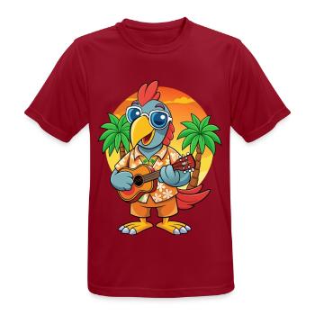 Drôle de perroquet d’été plage lunettes de soleil hawaïenne - T-shirt respirant Homme - rouge foncé - Devant - AI Model Male 178 light (178cm)