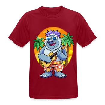 Drôle Yeti Dessin Animé Plage D’été Lunettes De Soleil Guitare - T-shirt respirant Homme - rouge foncé - Devant - AI Model Male 178 light (178cm)