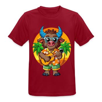 Lustige Buffalo Cartoon Sommer Strand Sonnenbrille - Männer T-Shirt atmungsaktiv - Dunkelrot - Vorne - AI Model Male 178 light (178cm)