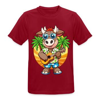 Lustige Kuh Cartoon Sommer Strand Sonnenbrille Gitarre - Männer T-Shirt atmungsaktiv - Dunkelrot - Vorne - AI Model Male 178 light (178cm)