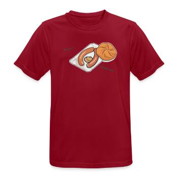 Frankfurter versus Wiener Würstchen - Männer T-Shirt atmungsaktiv - Dunkelrot - Vorne - AI Model Male 178 light (178cm)