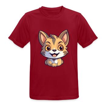 Pixie Bob Katze Cartoon Aquarell Illustration - Männer T-Shirt atmungsaktiv - Dunkelrot - Vorne - AI Model Male 178 light (178cm)