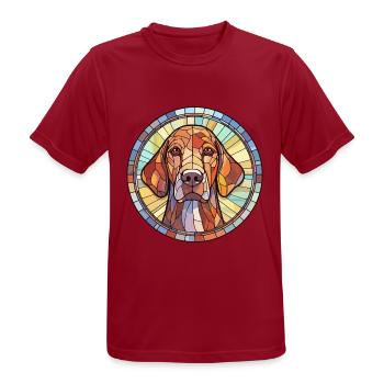 Plott Hund Hund Rasse Buntes Glas Buntes Wasser - Männer T-Shirt atmungsaktiv - Dunkelrot - Vorne - AI Model Male 178 light (178cm)