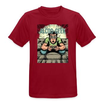 ALKOHOLIKER-NERD – VIDEOSPIELSÜCHTIGER - Männer T-Shirt atmungsaktiv - Dunkelrot - Vorne - AI Model Male 178 light (178cm)