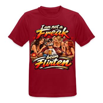 Ich bin kein Freak beim Feiern - Männer T-Shirt atmungsaktiv - Dunkelrot - Vorne - AI Model Male 178 light (178cm)