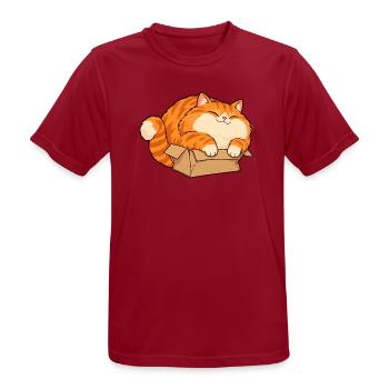 Katzenfreude im Karton - Männer T-Shirt atmungsaktiv - Dunkelrot - Vorne - AI Model Male 178 light (178cm)