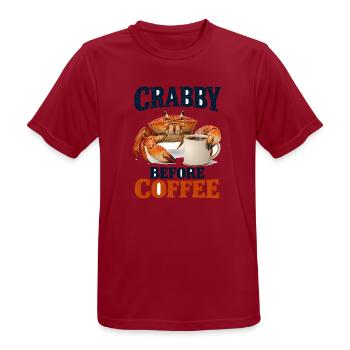 Crabby Before Coffee Krabbe Und Kaffee Spruch - Männer T-Shirt atmungsaktiv - Dunkelrot - Vorne - AI Model Male 178 light (178cm)