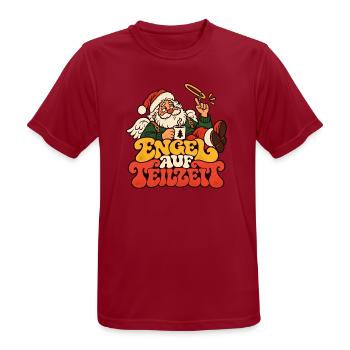 Engel auf Teilzeit Weihnachtsmann Lustiger Spruch - Männer T-Shirt atmungsaktiv - Dunkelrot - Vorne - AI Model Male 178 light (178cm)
