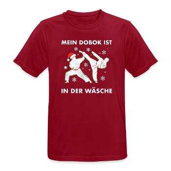 Mein Dobok Ist In Der Wäsche Taekwondo Weihnachten - Männer T-Shirt atmungsaktiv - Dunkelrot - Vorne - AI Model Male 178 light (178cm)