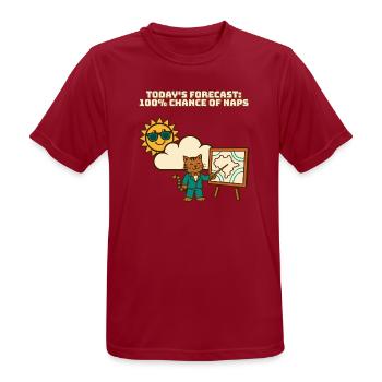Die heutige Prognose: 100%ige Chance auf Nickerchen, lustige Katze - Männer T-Shirt atmungsaktiv - Dunkelrot - Vorne - AI Model Male 178 light (178cm)