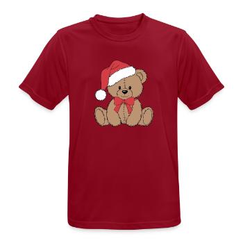 Gemütlicher Weihnachtsteddybär - Männer T-Shirt atmungsaktiv - Dunkelrot - Vorne - AI Model Male 178 light (178cm)