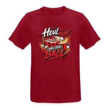 Heul nicht, hol den Ball – Beer-Pong-Spruch - Männer T-Shirt atmungsaktiv - Dunkelrot - Vorne - AI Model Male 178 light (178cm)