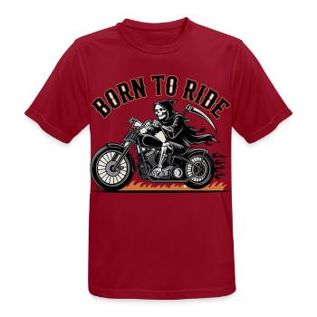 Born to Ride Totenkopf Motorradfahrer Geschenkidee - Männer T-Shirt atmungsaktiv - Dunkelrot - Vorne - AI Model Male 178 light (178cm)