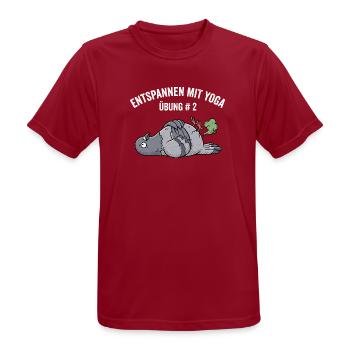 Lustige Yoga Taube - Männer T-Shirt atmungsaktiv - Dunkelrot - Vorne - AI Model Male 178 light (178cm)