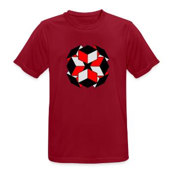 Roter geometrischer Würfel Schwarz - Männer T-Shirt atmungsaktiv - Dunkelrot - Vorne - AI Model Male 178 light (178cm)