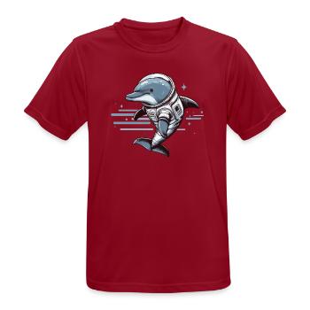 Delfin im Raumanzug – Blau - Männer T-Shirt atmungsaktiv - Dunkelrot - Vorne - AI Model Male 178 light (178cm)