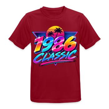 1986 Klassische Neonpalme - Männer T-Shirt atmungsaktiv - Dunkelrot - Vorne - AI Model Male 178 light (178cm)