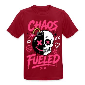 Totenkopf mit Comicbombe – Chaos Fueled - Männer T-Shirt atmungsaktiv - Dunkelrot - Vorne - AI Model Male 178 light (178cm)