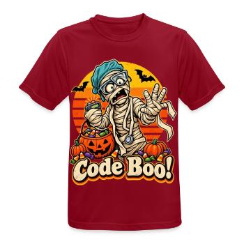 Halloween Mumienarzt Code Boo Notfall - Männer T-Shirt atmungsaktiv - Dunkelrot - Vorne - AI Model Male 178 light (178cm)