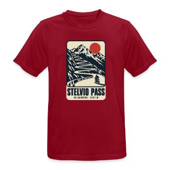 Stelvio Pass 48 Haarnadeln Vintage-Motorradplakat - Männer T-Shirt atmungsaktiv - Dunkelrot - Vorne - AI Model Male 178 light (178cm)